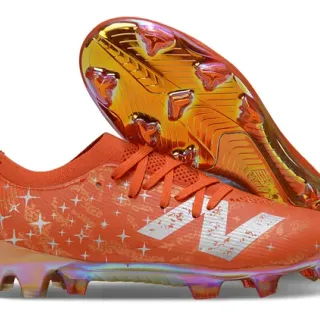 Nike Orange Silver Low-Cut Sock-Fit Upper Iridescent Holographic Soleplate Firm-Ground Soccer Shoes
