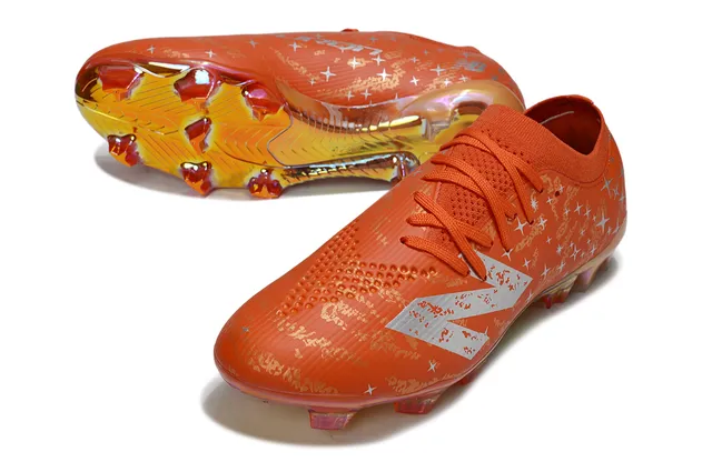Nike Orange Silver Low-Cut Sock-Fit Upper Iridescent Holographic Soleplate Firm-Ground Soccer Shoes 4