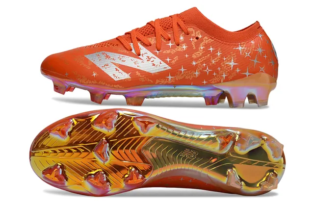 Nike Orange Silver Low-Cut Sock-Fit Upper Iridescent Holographic Soleplate Firm-Ground Soccer Shoes 6