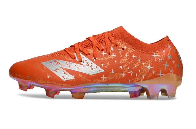 Nike Orange Silver Low-Cut Sock-Fit Upper Iridescent Holographic Soleplate Firm-Ground Soccer Shoes 7