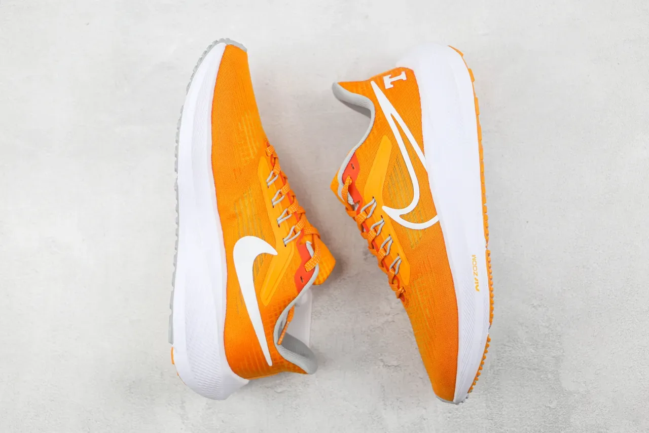 Nike Orange White Engineered Knit Upper Swoosh Overlay Running Shoes 2