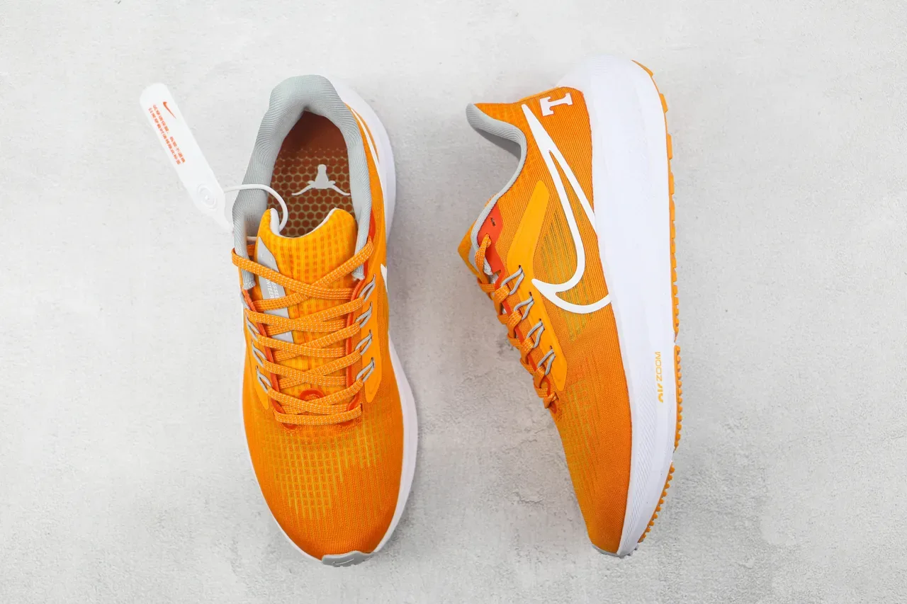 Nike Orange White Engineered Knit Upper Swoosh Overlay Running Shoes 3