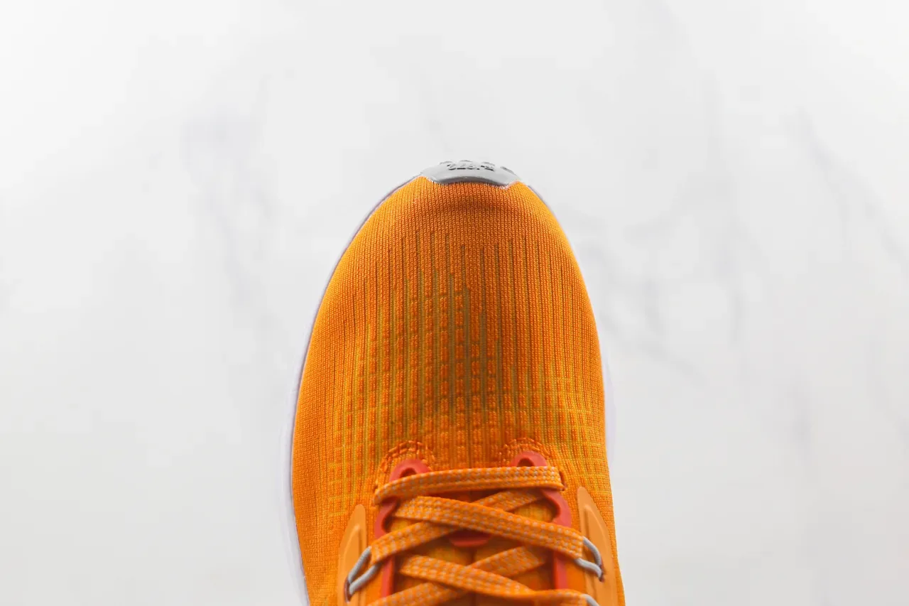 Nike Orange White Engineered Knit Upper Swoosh Overlay Running Shoes 6