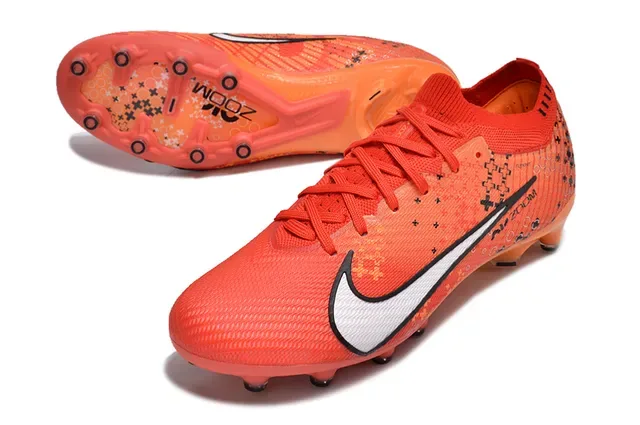 Nike Orange White Knit Upper Patterned Overlay Firm-Ground Soccer Shoes 3