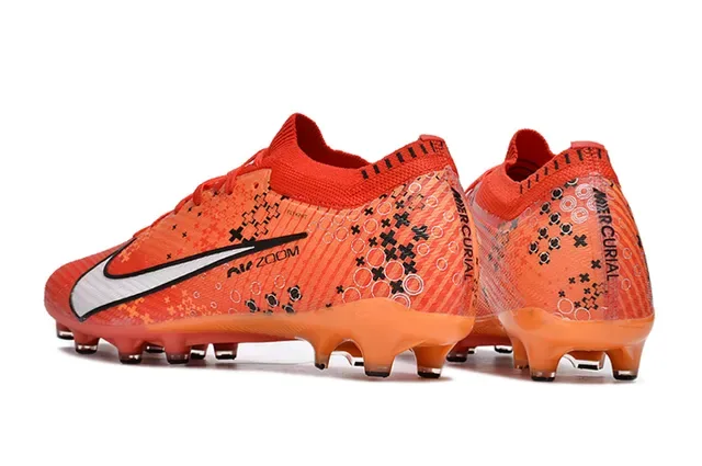 Nike Orange White Knit Upper Patterned Overlay Firm-Ground Soccer Shoes 4