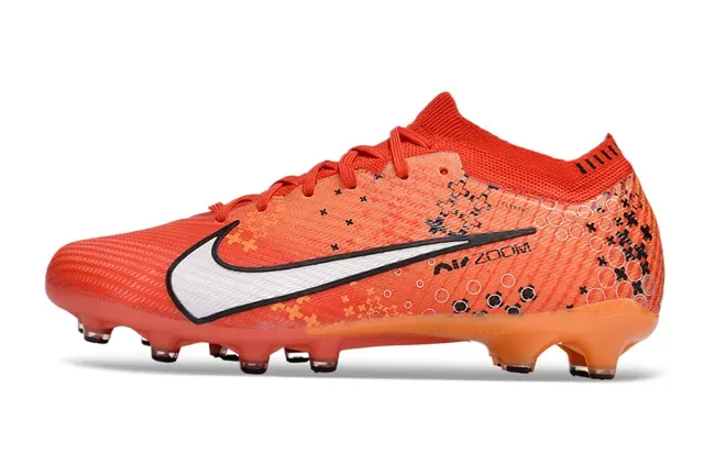 Nike Orange White Knit Upper Patterned Overlay Firm-Ground Soccer Shoes 6