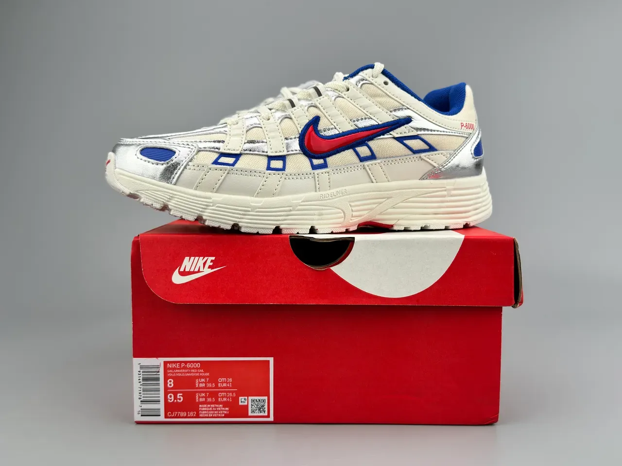 Nike P-6000 Off-White Silver Blue Red Lifestyle Sneakers 2
