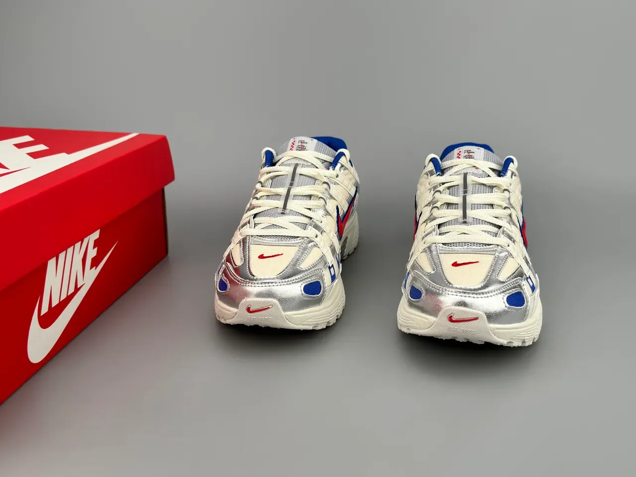 Nike P-6000 Off-White Silver Blue Red Lifestyle Sneakers 3