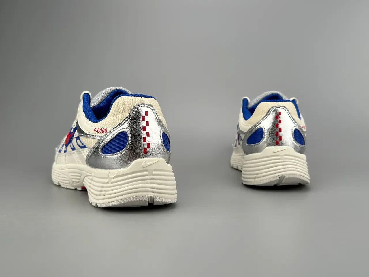 Nike P-6000 Off-White Silver Blue Red Lifestyle Sneakers 4