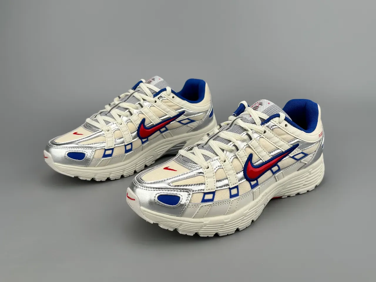 Nike P-6000 Off-White Silver Blue Red Lifestyle Sneakers 9