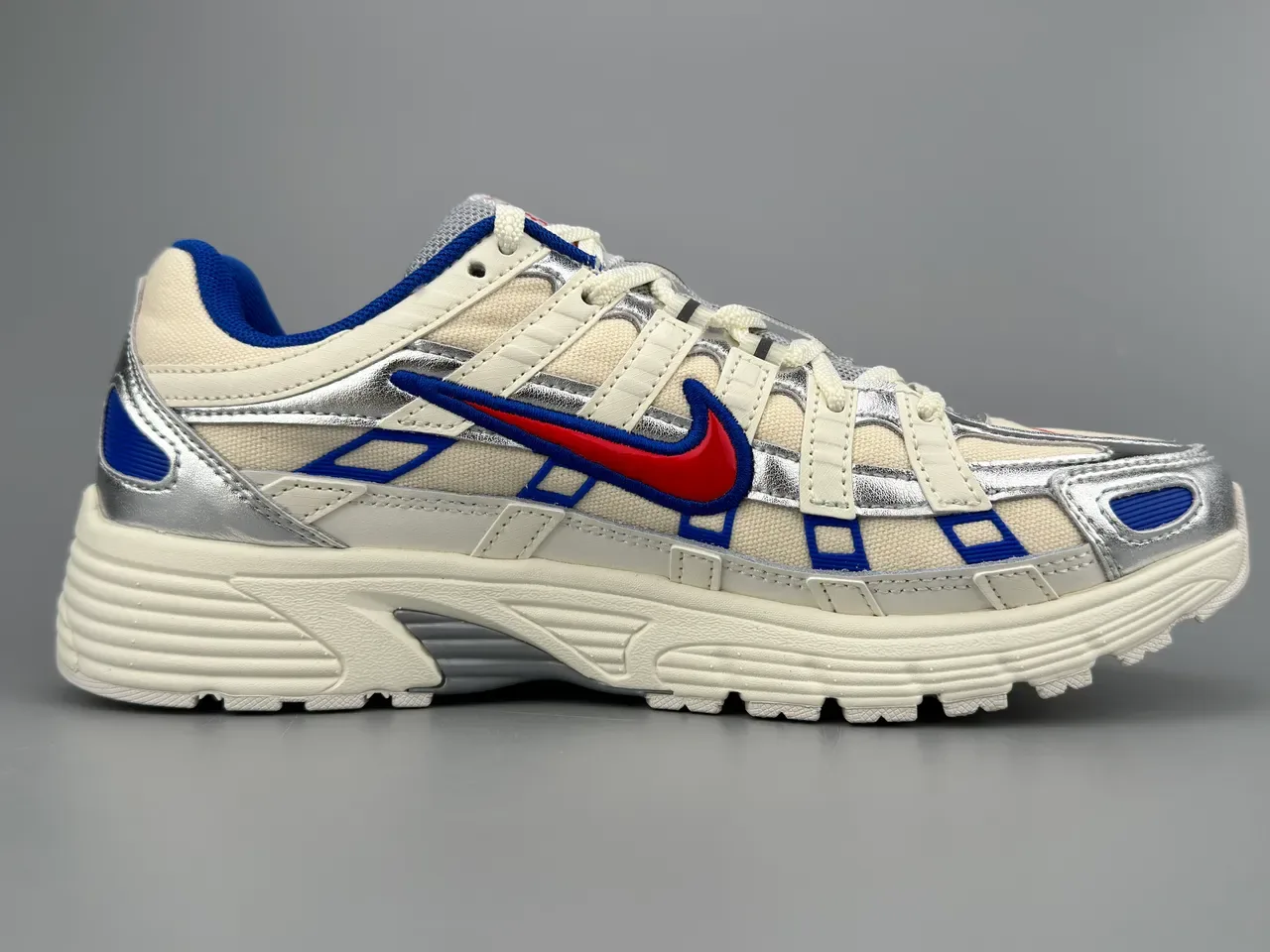 Nike P-6000 Off-White Silver Blue Red Lifestyle Sneakers 10