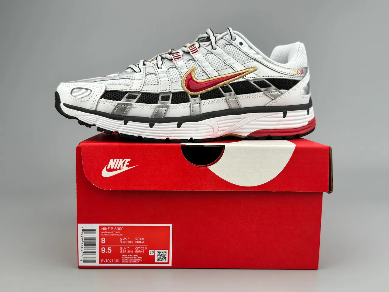 Nike P-6000 White Black Red Gold Lifestyle Sneakers 2