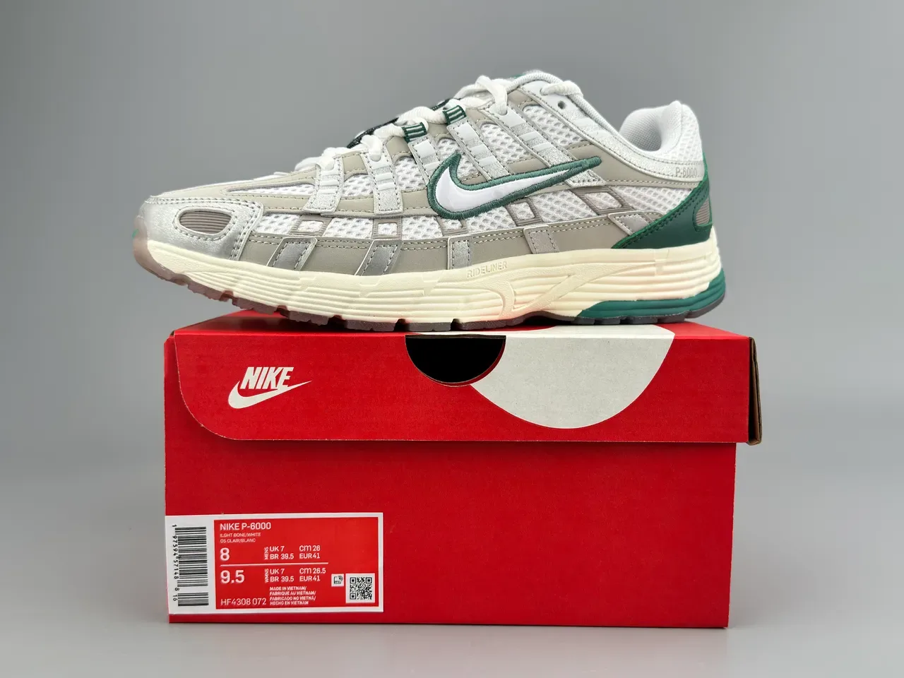 Nike P-6000 White Gray Green Lifestyle Sneakers 2