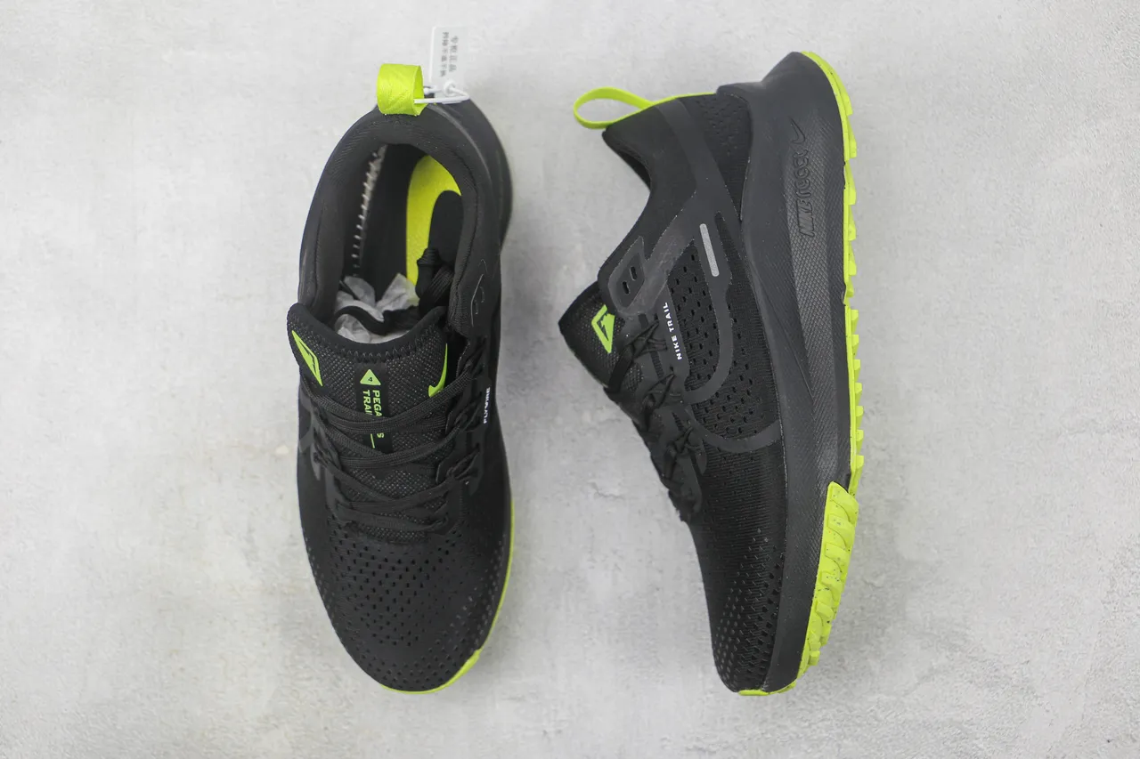 Nike Pegasus Trail Noir Vert Respirant Maille Perforée Supérieure Recouvrements Synthétiques Chaussures de course 3