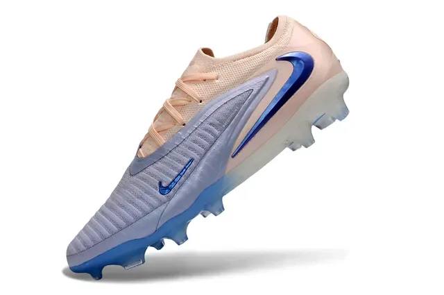 Nike Phantom GT Beige Bleu Knit Upper Overlay Asymétrique Firm-Ground Chaussures de Football 2