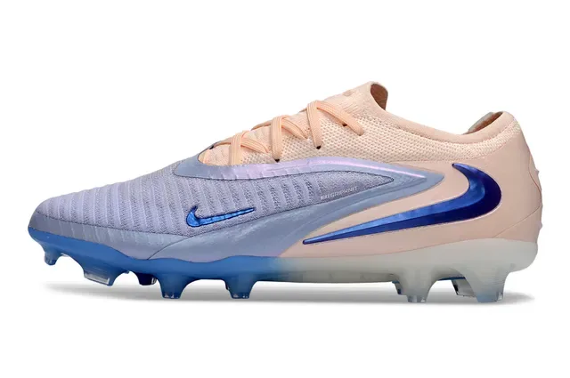 Nike Phantom GT Beige Bleu Knit Upper Overlay Asymétrique Firm-Ground Chaussures de Football 7