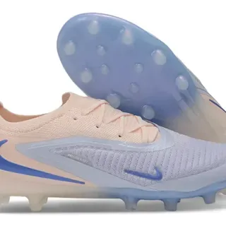 Nike Phantom GT Beige Blue تريكو أعلى رباط غير متماثل أحذية كرة قدم أرضية صلبة