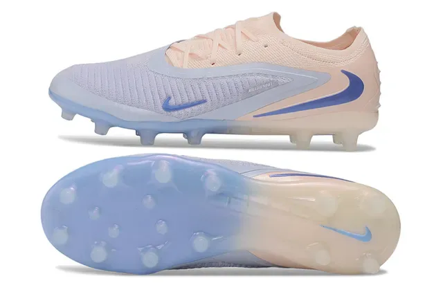 Nike Phantom GT Beige Blue Upper Knit Lacets Asymétriques Chaussures de football pour terrain ferme 5