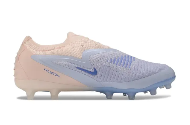 Nike Phantom GT Beige Blue Upper Knit Lacets Asymétriques Chaussures de football pour terrain ferme 7