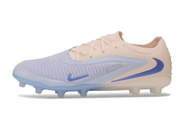Nike Phantom GT Beige Blue Upper Knit Lacets Asymétriques Chaussures de football pour terrain ferme 8