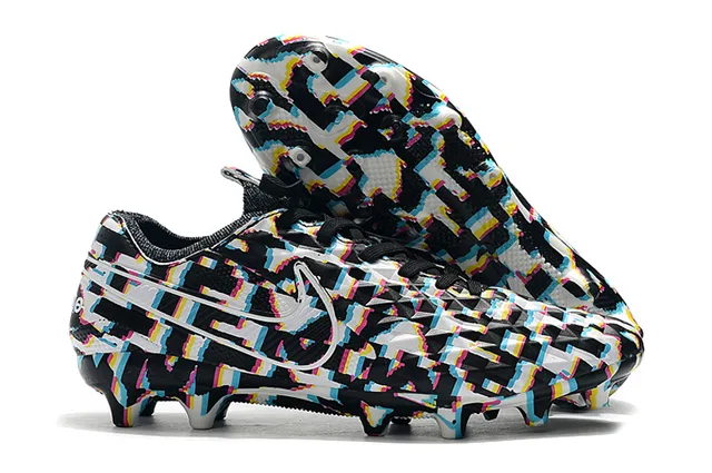 Nike Phantom GT Negro Azul Textura de Diamante Superior Sintético Acento Swoosh Suelo Firme Zapatos de Fútbol 4