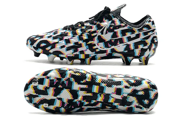Nike Phantom GT Negro Azul Textura de Diamante Superior Sintético Acento Swoosh Suelo Firme Zapatos de Fútbol 5