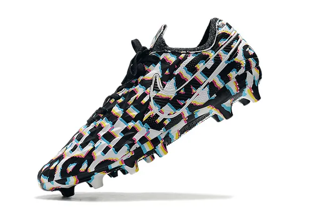 Nike Phantom GT Negro Azul Textura de Diamante Superior Sintético Acento Swoosh Suelo Firme Zapatos de Fútbol 7