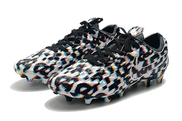 Nike Phantom GT Negro Azul Textura de Diamante Superior Sintético Acento Swoosh Suelo Firme Zapatos de Fútbol 9