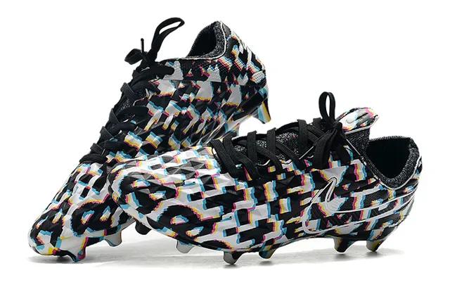 Nike Phantom GT Negro Azul Textura de Diamante Superior Sintético Acento Swoosh Suelo Firme Zapatos de Fútbol 10