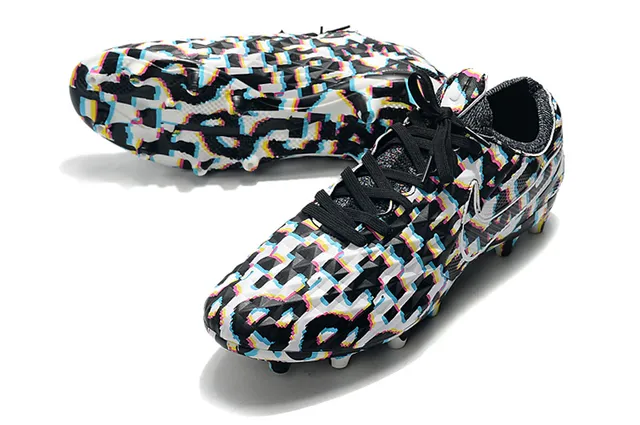 Nike Phantom GT Negro Azul Textura de Diamante Superior Sintético Acento Swoosh Suelo Firme Zapatos de Fútbol 11