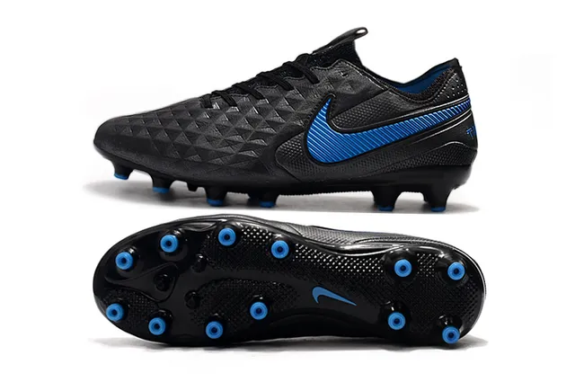 Nike Phantom GT Negro Azul Textura de Diamante Superior Sintético Acento Swoosh Suelo Firme Zapatos de Fútbol 23