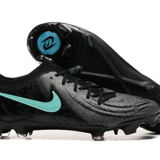 Nike Phantom GT Black Blue Low-Cut Knit Upper Asymmetric Lacing System Firm-Ground Soccer Shoes