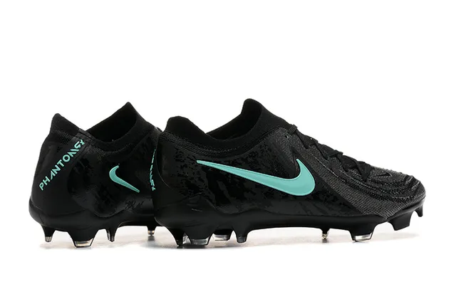 Nike Phantom GT Black Blue Low-Cut Knit Upper Asymmetric Lacing System Firm-Ground Soccer Shoes 2