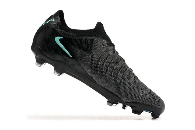 Nike Phantom GT Black Blue Low-Cut Knit Upper Asymmetric Lacing System Firm-Ground Soccer Shoes 4
