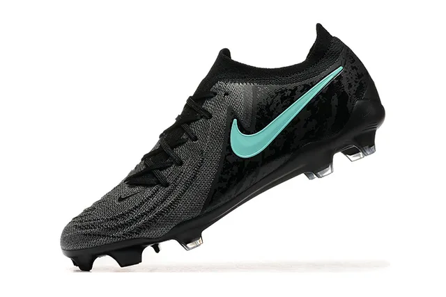 Nike Phantom GT Black Blue Low-Cut Knit Upper Asymmetric Lacing System Firm-Ground Soccer Shoes 5