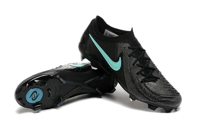 Nike Phantom GT Black Blue Low-Cut Knit Upper Asymmetric Lacing System Firm-Ground Soccer Shoes 6
