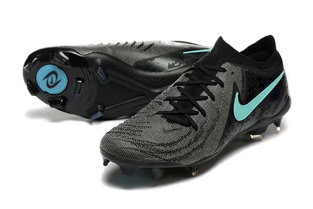 Nike Phantom GT Black Blue Low-Cut Knit Upper Asymmetric Lacing System Firm-Ground Soccer Shoes 7