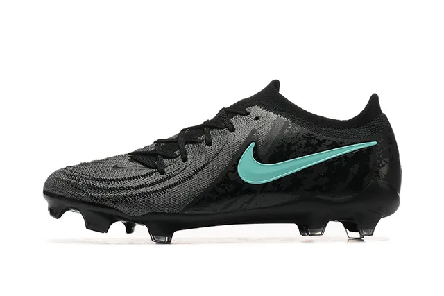 Nike Phantom GT Black Blue Low-Cut Knit Upper Asymmetric Lacing System Firm-Ground Soccer Shoes 10