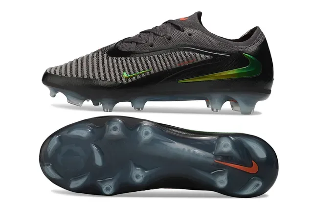 Nike Phantom GT Preto Cinza Verde Iridescente Firm-Ground Sapatos de Futebol 6