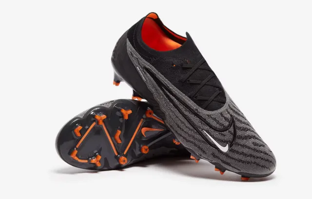 Nike Phantom GT Noir Orange bout bas tige tricotée système de lacets asymétrique terrain ferme chaussures de football 3