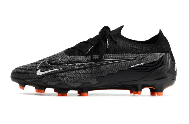 Nike Phantom GT Noir Orange bout bas tige tricotée système de lacets asymétrique terrain ferme chaussures de football 8
