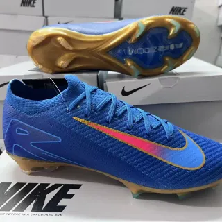 Nike Phantom GT Blue Gold Knit Upper Gradient Swoosh Firm-Ground Soccer Shoes