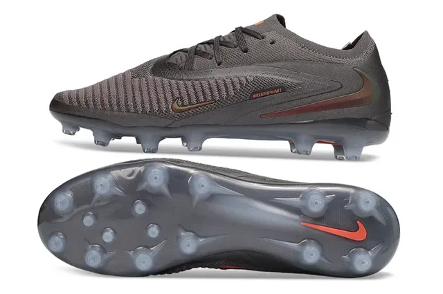 Nike Phantom GT رمادي أحمر Knit Upper Low-Cut Silhouette Firm-Ground أحذية كرة القدم 6