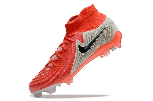 Nike Phantom GT Orange Gray High-Cut Sock-Fit Collar Firm-Ground Soccer Shoes 3