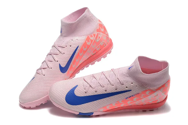 Nike Phantom GT Pink Blue High-Cut Sock-Fit Collar Synthetic Knit Upper Turf Soccer Shoes 4
