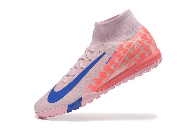 Nike Phantom GT Pink Blue High-Cut Sock-Fit Collar Synthetic Knit Upper Turf Soccer Shoes 6