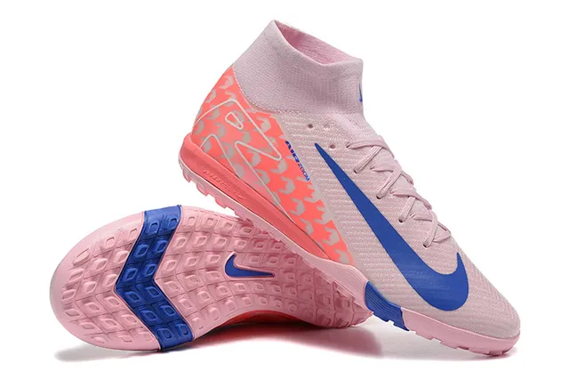 Nike Phantom GT Pink Blue High-Cut Sock-Fit Collar Synthetic Knit Upper Turf Soccer Shoes 7
