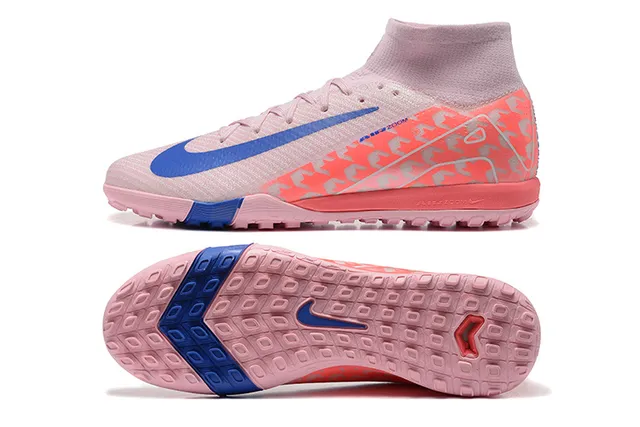 Nike Phantom GT Pink Blue High-Cut Sock-Fit Collar Synthetic Knit Upper Turf Soccer Shoes 9