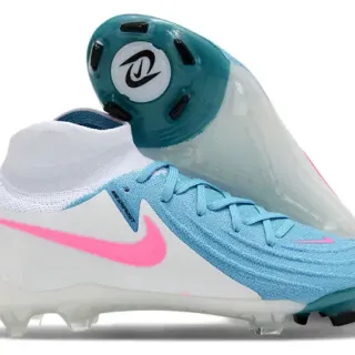 Nike Phantom GT White Blue High-Cut Knit Collar Asymmetrical Lacing Firm-Ground Soccer Shoes