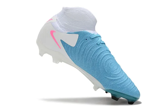 Nike Phantom GT White Blue High-Cut Knit Collar Asymmetrical Lacing Firm-Ground Soccer Shoes 2
